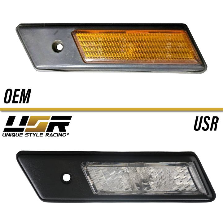 1992-1996 BMW 3 Series E36 / E34 5 Series / E32 7 Series Clear or Smoke Lens Fender Side Marker Light #lens-color_clear-lens-black-trim