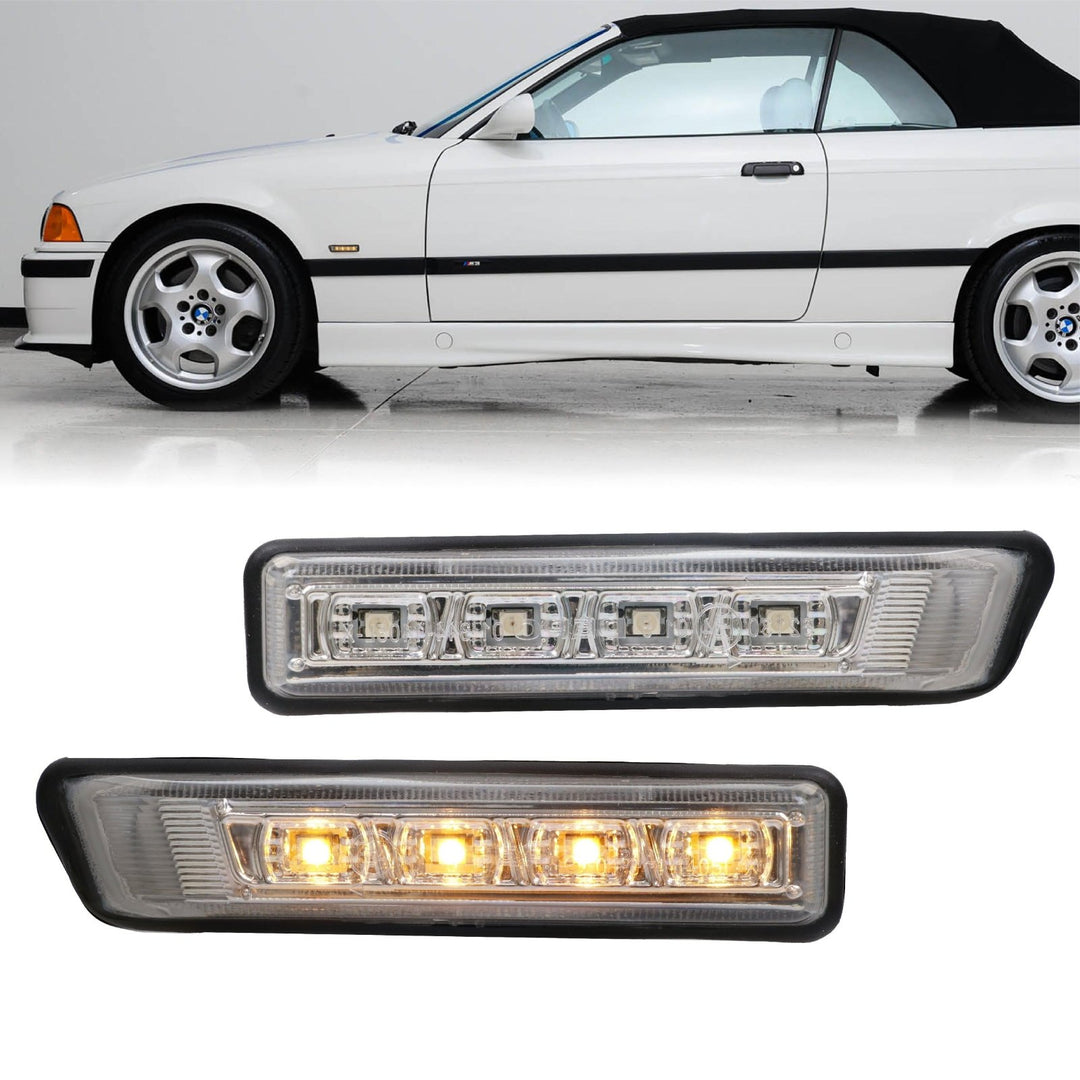 1997 - 1992 BMW 3 Series E36 / 2000 - 2006 BMW E53 X5 Clear or Smoke Lens Amber LED Fender Side Marker Light
