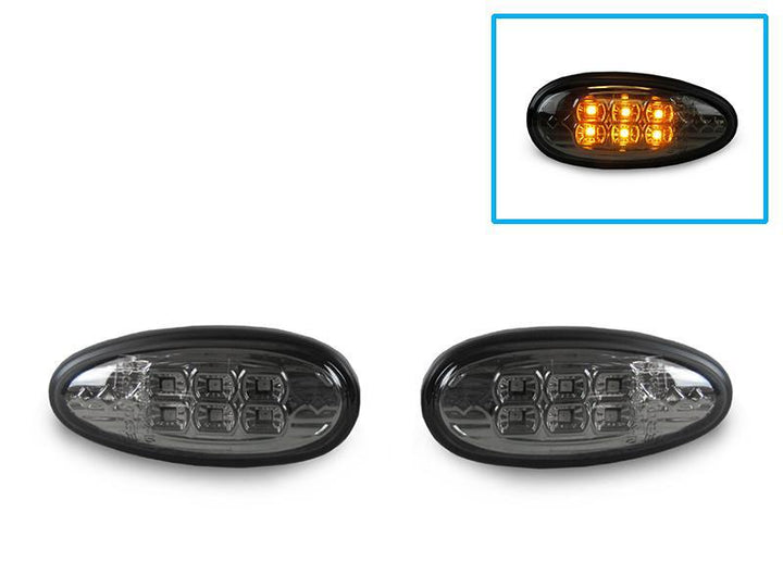 2003 - 2006 Mitsubishi Lancer EVO / 2002 - 2003 Mitsubishi Lancer NonEVO Clear or Smoke Amber LED Front Bumper Side Marker Lights