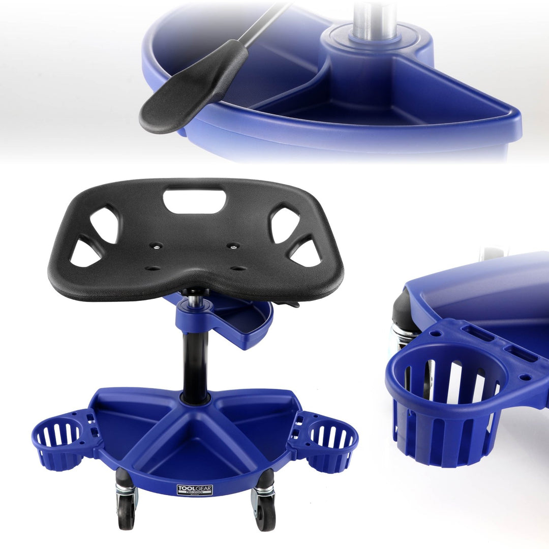 Adjustable Swivel Creeper Garage Seat with Storage Trays