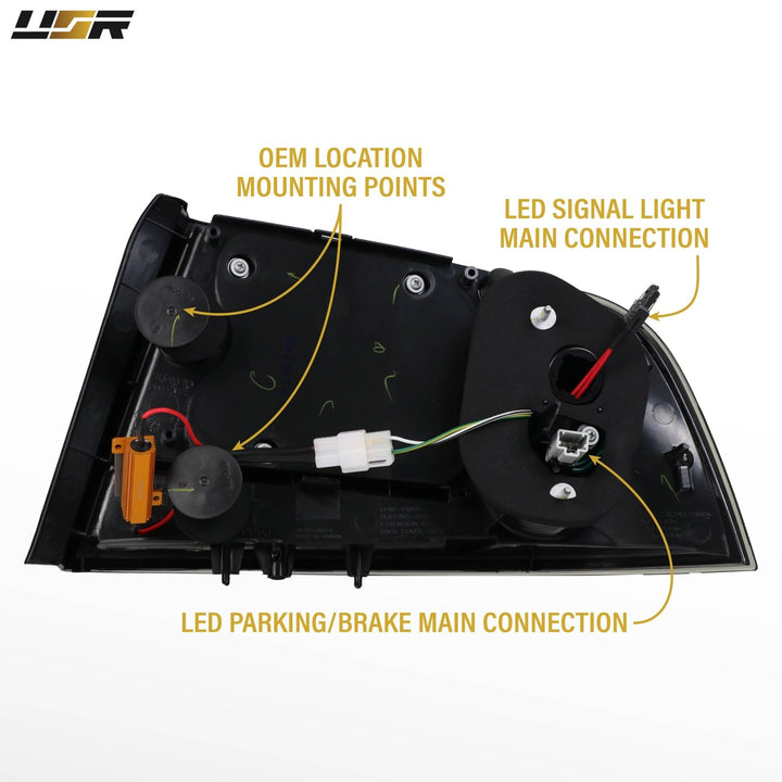 2004 - 2008 Acura TL NSX Style Black Housing Smoke Lens Red Diffuser LED Light Bar Tail Light