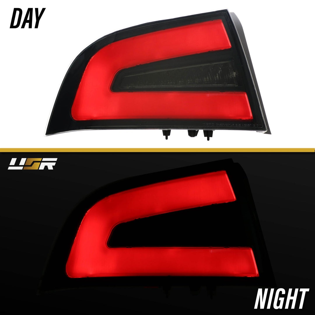 2004 - 2008 Acura TL NSX Style Black Housing Smoke Lens Red Diffuser LED Light Bar Tail Light