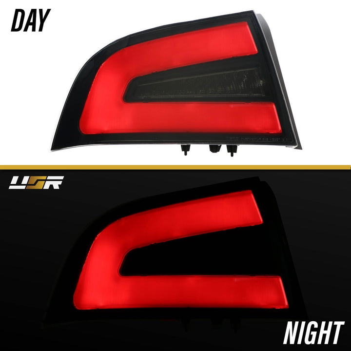 2004 - 2008 Acura TL NSX Style Black Housing Smoke Lens Red Diffuser LED Light Bar Tail Light