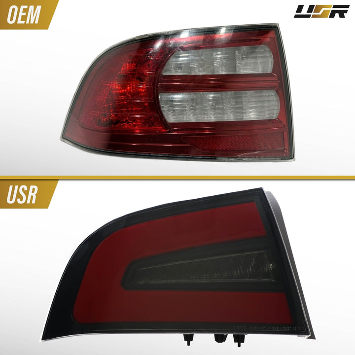 2004 - 2008 Acura TL NSX Style Black Housing Smoke Lens Red Diffuser LED Light Bar Tail Light