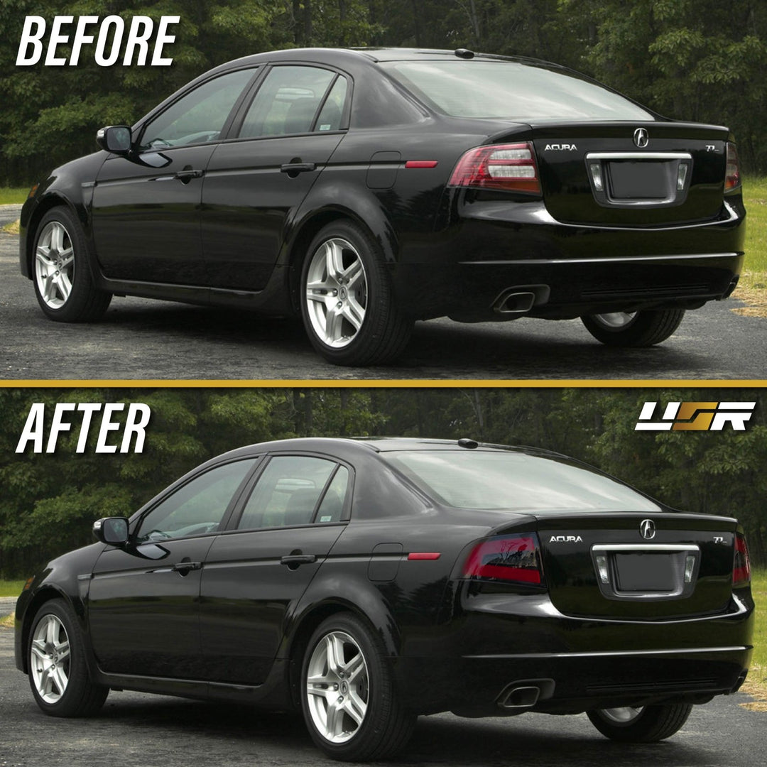 2004 - 2008 Acura TL NSX Style Black Housing Smoke Lens Red Diffuser LED Light Bar Tail Light