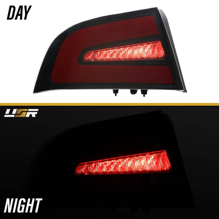 2004 - 2008 Acura TL NSX Style Black Housing Smoke Lens Red Diffuser LED Light Bar Tail Light