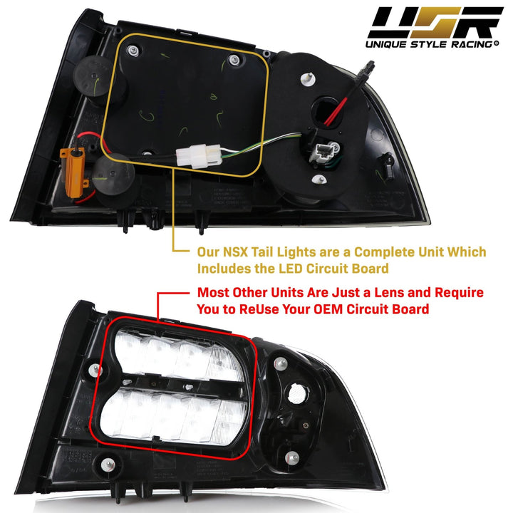 2004 - 2008 Acura TL NSX Style Black Housing Smoke Lens Red Diffuser LED Light Bar Tail Light