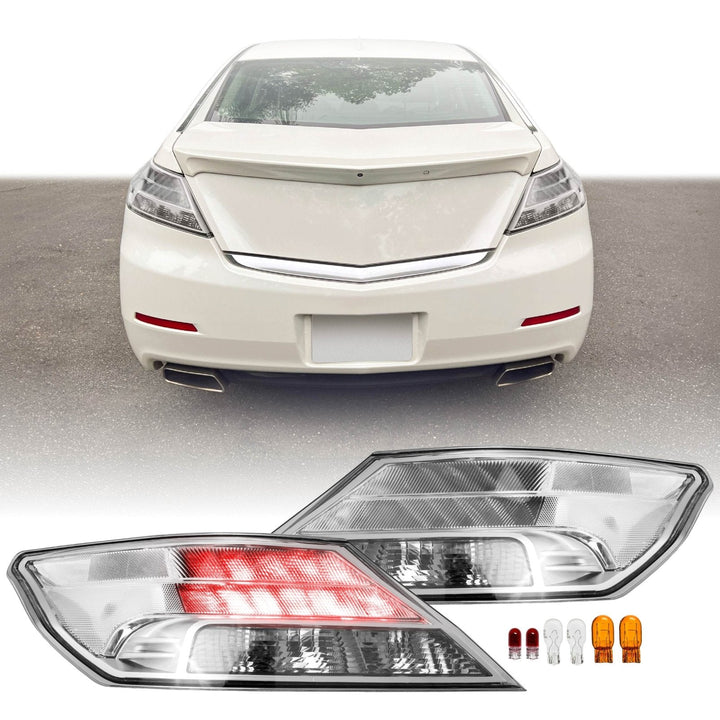 2009 - 2014 Acura TL UA8/UA9 All Clear Lens Built In Red LED Tail Lights