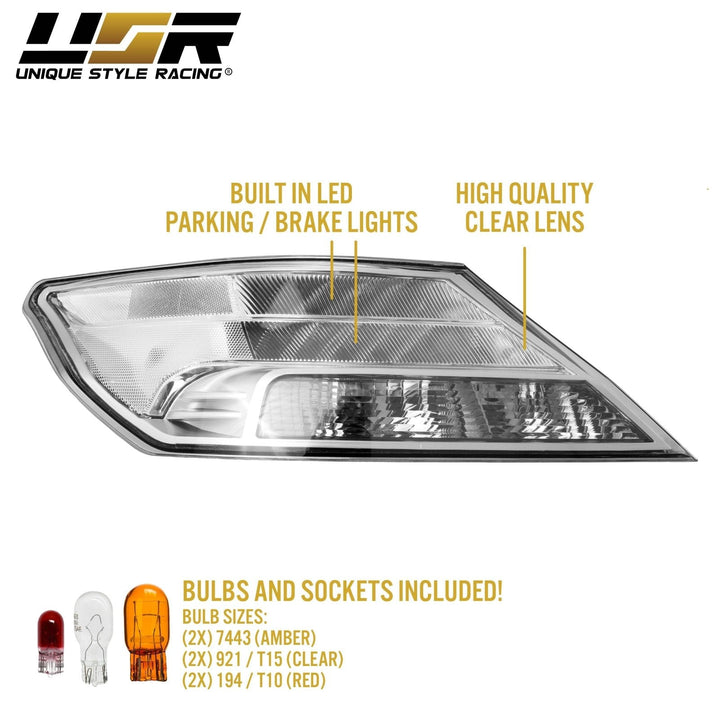 2009 - 2014 Acura TL UA8/UA9 All Clear Lens Built In Red LED Tail Lights