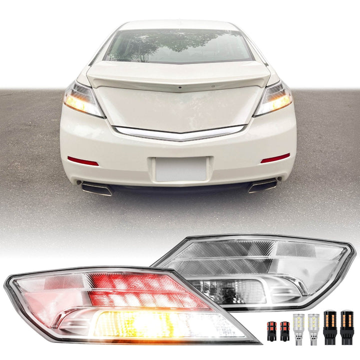 2009 - 2014 Acura TL UA8/UA9 All Clear Lens Built In Red LED Tail Lights