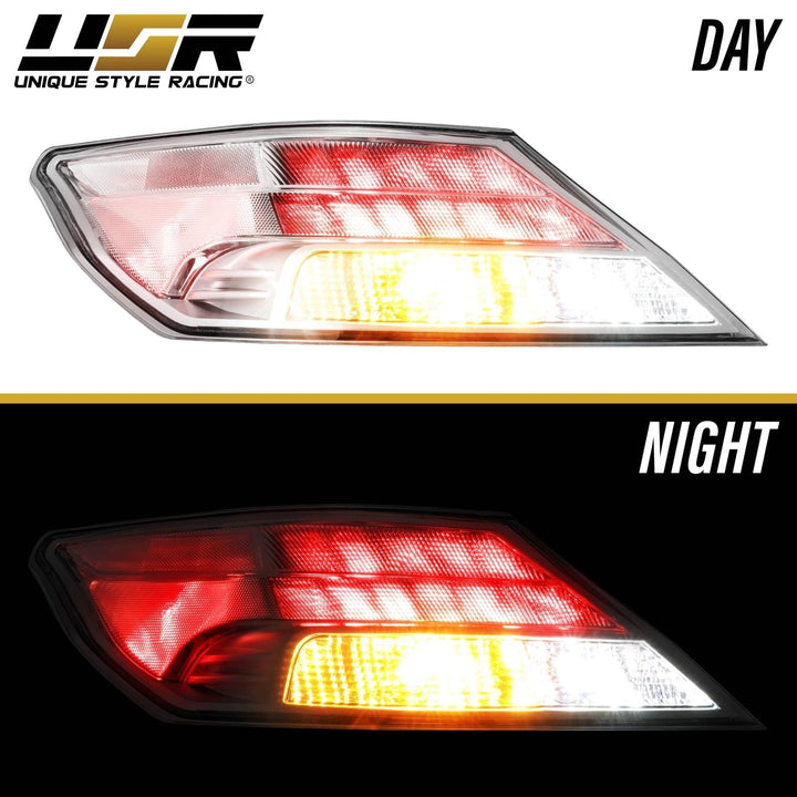 2009 - 2014 Acura TL UA8/UA9 All Clear Lens Built In Red LED Tail Lights