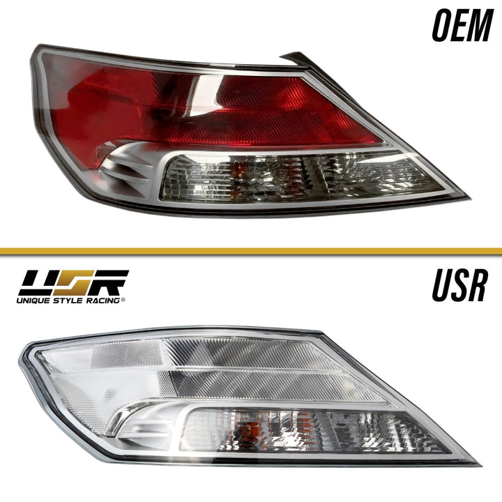 2009 - 2014 Acura TL UA8/UA9 All Clear Lens Built In Red LED Tail Lights