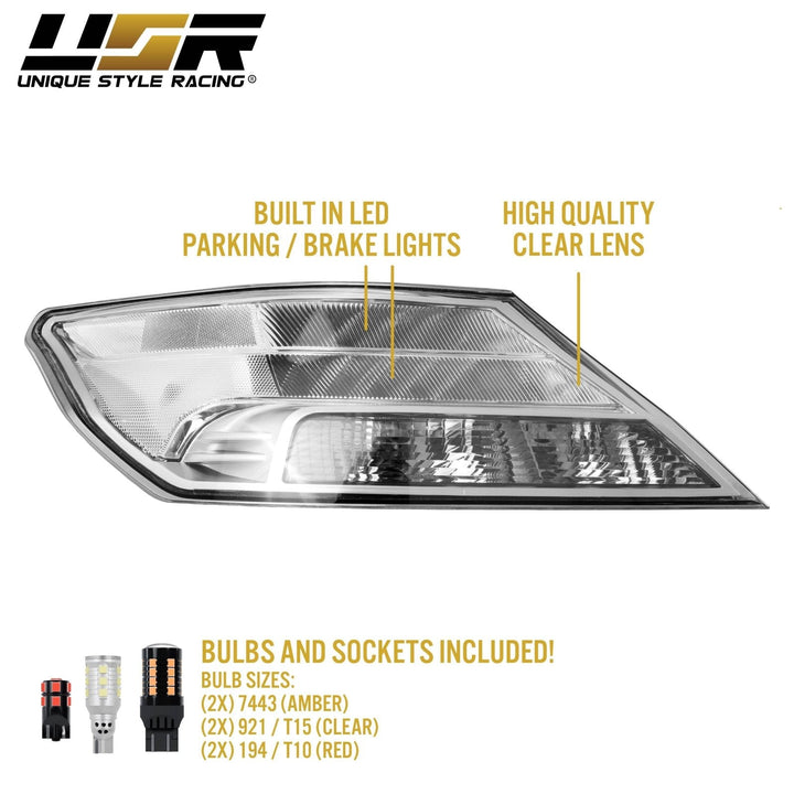 2009 - 2014 Acura TL UA8/UA9 All Clear Lens Built In Red LED Tail Lights