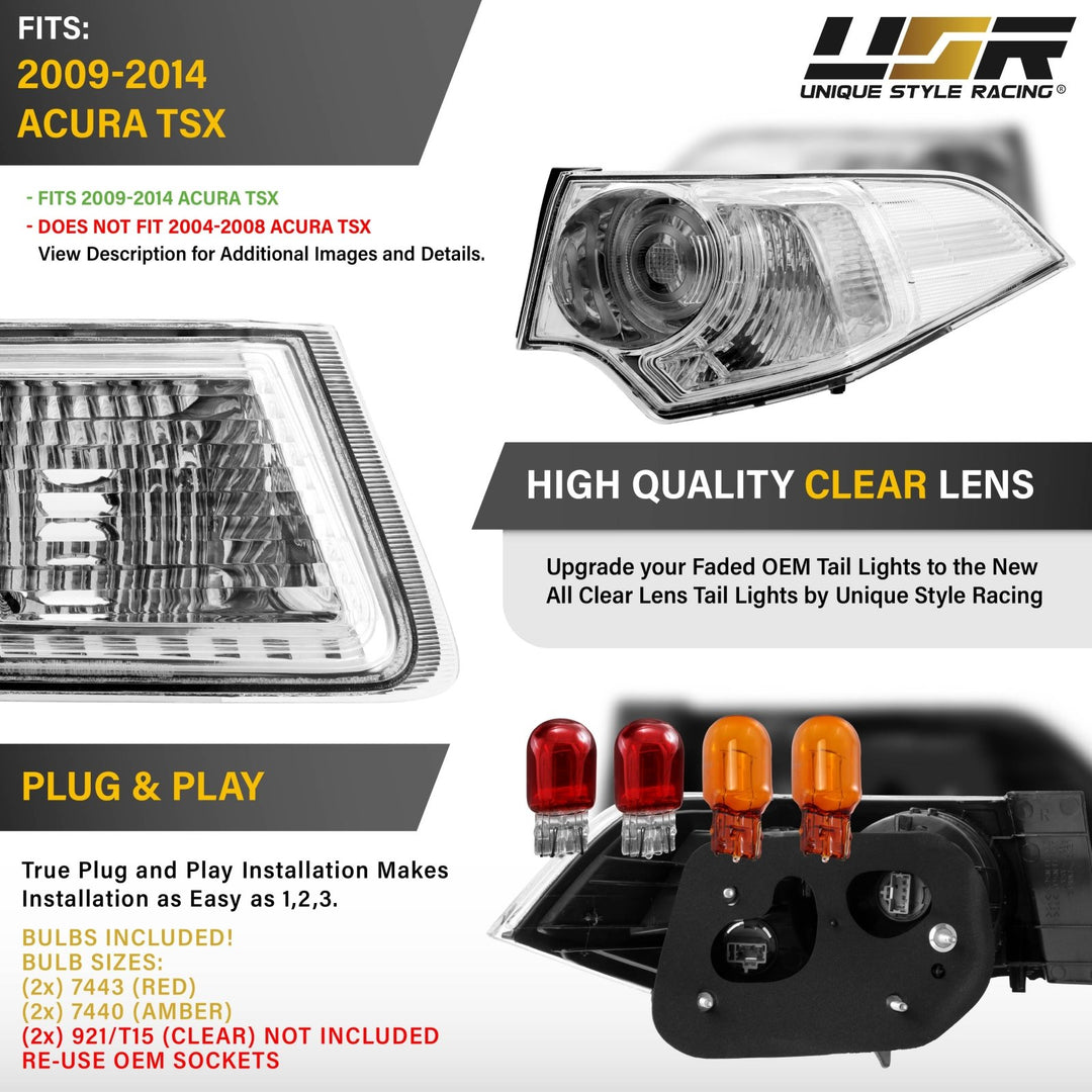 2009-2014 Acura TSX All Clear Lens 4PC Tail Lights
#light-source_incandescent