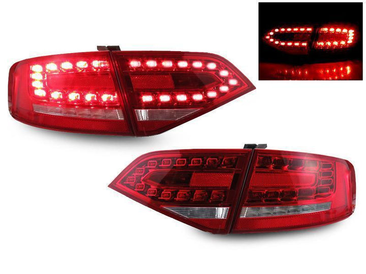 2009 - 2012 Audi A4 / S4 B8 4 Door Sedan RS4 OEM Style Rear 4 Pieces Red/Clear or Red/Smoke LED Tail Light