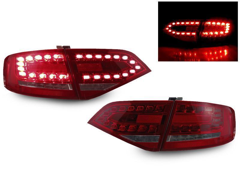 2009 - 2012 Audi A4 / S4 B8 4 Door Sedan RS4 OEM Style Rear 4 Pieces Red/Clear or Red/Smoke LED Tail Light