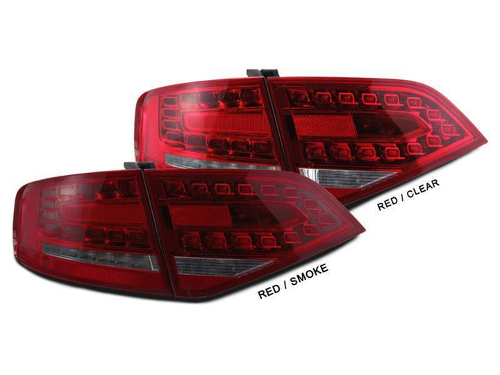2009 - 2012 Audi A4 / S4 B8 4 Door Sedan RS4 OEM Style Rear 4 Pieces Red/Clear or Red/Smoke LED Tail Light