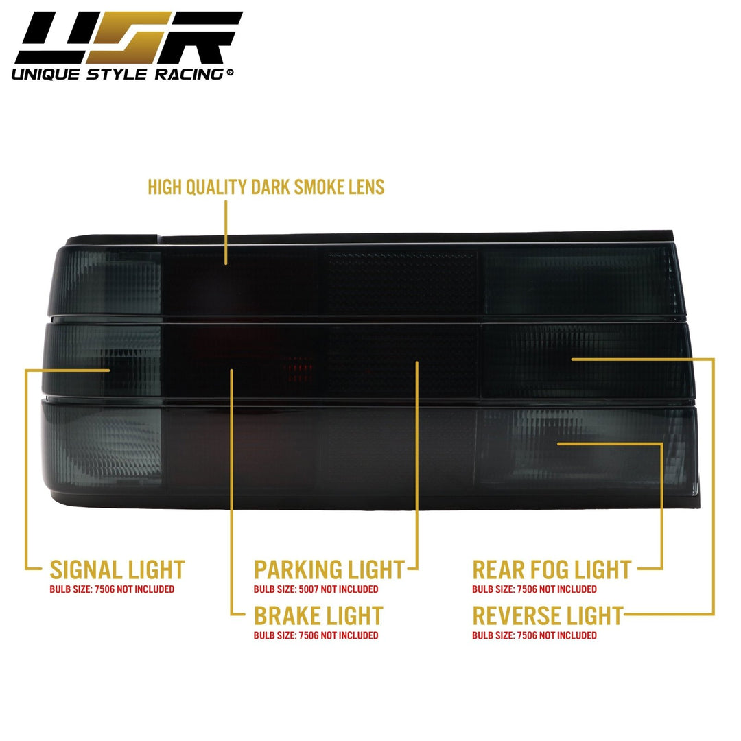1987 - 1991 BMW E30 2D /4D / Cabrio Euro OE Frosted Smoked OR Red / Smoke Lens Tail Lights