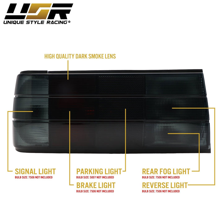 1987 - 1991 BMW E30 2D /4D / Cabrio Euro OE Frosted Smoked OR Red / Smoke Lens Tail Lights