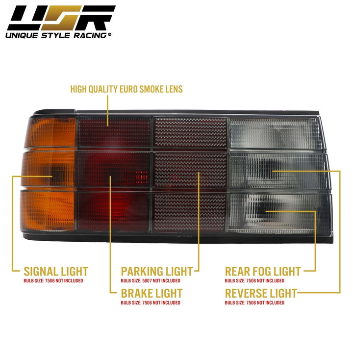 1987 - 1991 BMW E30 2D /4D / Cabrio Euro OE Frosted Smoked OR Red / Smoke Lens Tail Lights