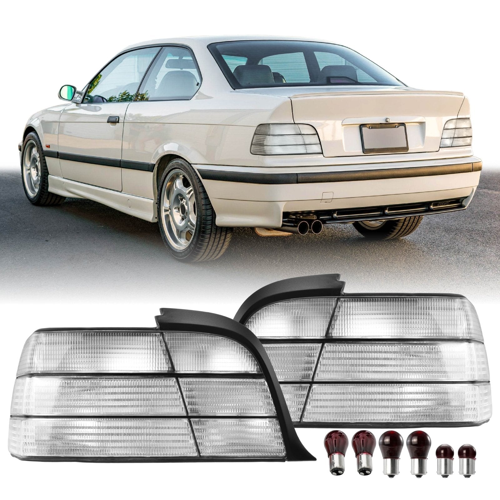 1992-1999 BMW E36 2D Coupe Cabrio All Clear Lens Tail Lights