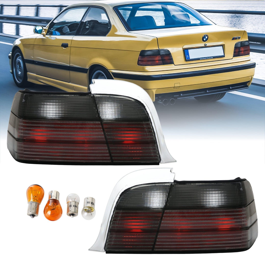 1992 - 1999 BMW E36 3 Series 2D Coupe / Cabrio M3 Euro Smoke Grey Clear Tail Lights