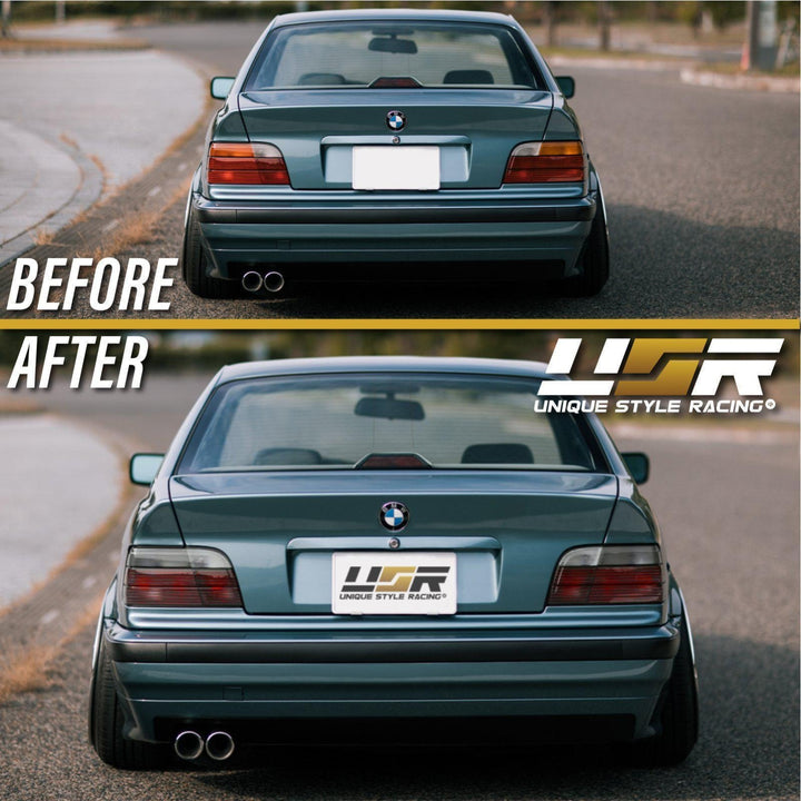 1992 - 1999 BMW E36 3 Series 2D Coupe / Cabrio M3 Euro Smoke Grey Clear Tail Lights
