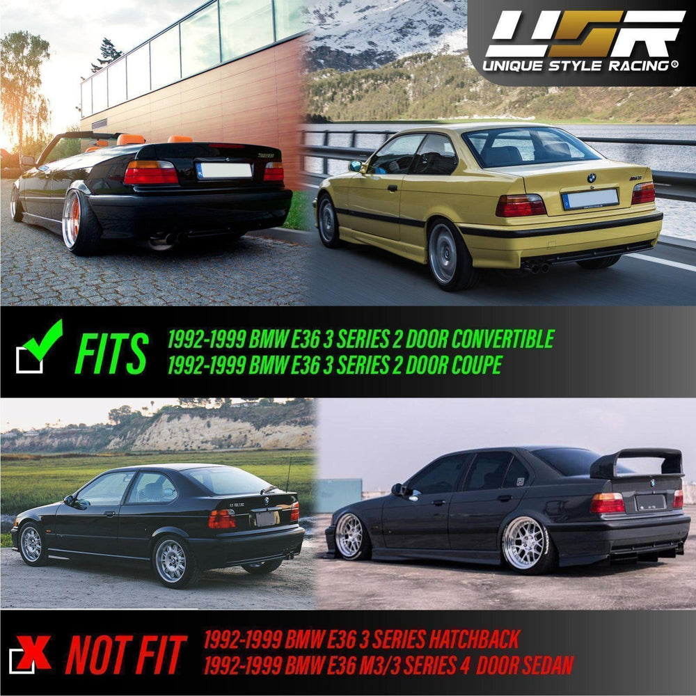 1992 - 1999 BMW E36 3 Series 2D Coupe / Cabrio M3 Euro Smoke Grey Clear Tail Lights
