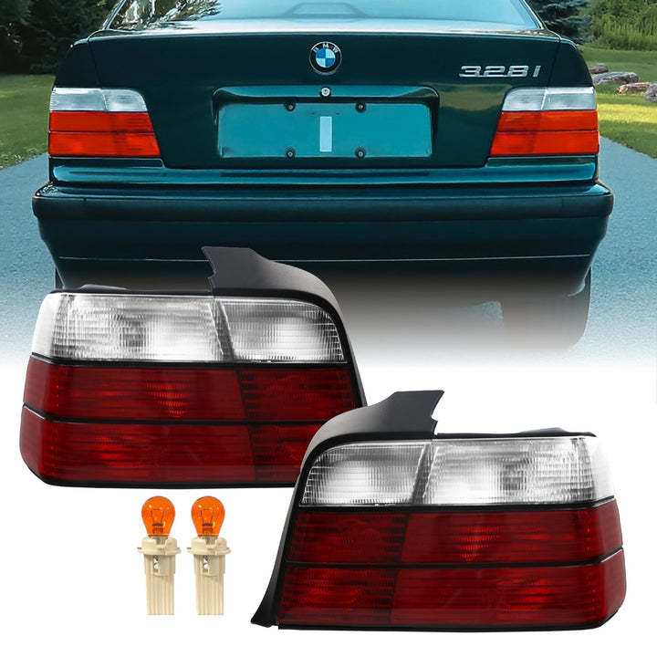 1992-1998 BMW E36 3 Series 4D Sedan Euro OEM Style Red/Clear or Red/Smoke or Full Smoke Rear Tail Light

#lens-color_red-clear-lens