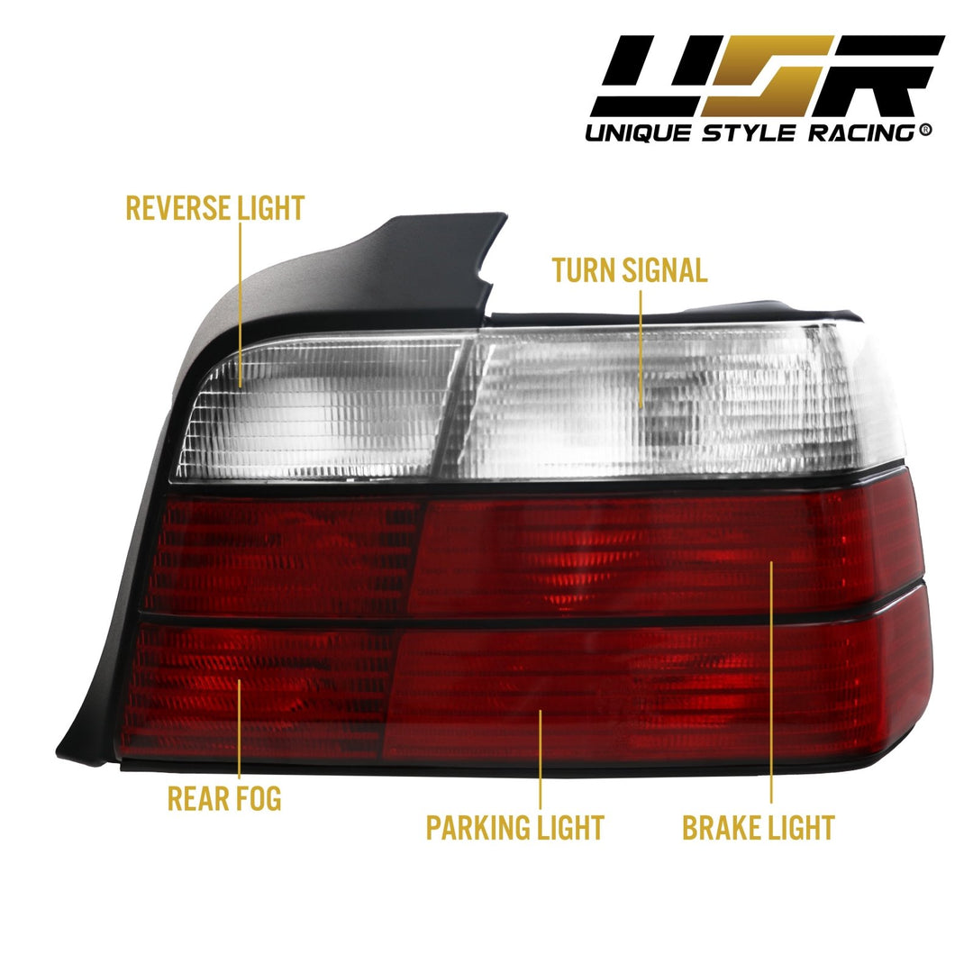 1992-1998 BMW E36 3 Series 4D Sedan Euro OEM Style Red/Clear or Red/Smoke or Full Smoke Rear Tail Light

#lens-color_red-clear-lens