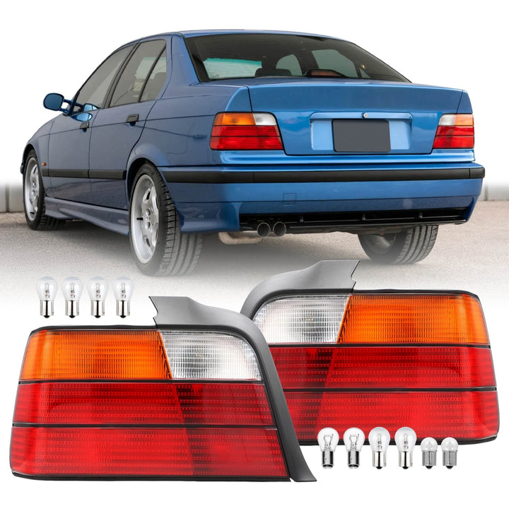 1992 1993 1994 1995 1996 1997 1998 BMW E36 E 36 3 Series M3 M 3 4D 4 D Door Sedan Red Amber Lens AM After Market Aftermarket Original Replacement Tail Lights

#fit-type_set