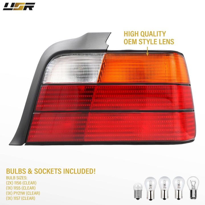 1992 1993 1994 1995 1996 1997 1998 BMW E36 E 36 3 Series M3 M 3 4D 4 D Door Sedan Red Amber Lens AM After Market Aftermarket Original Replacement Tail Lights

#fit-type_passenger-right