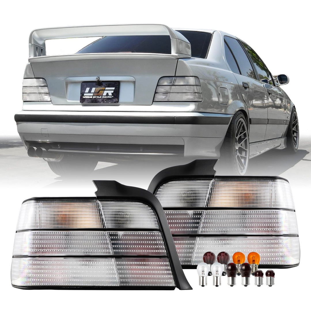 1992-1998 BMW E36 3 Series & M3 4D Sedan All Clear Frosted Lens Tail Lights
