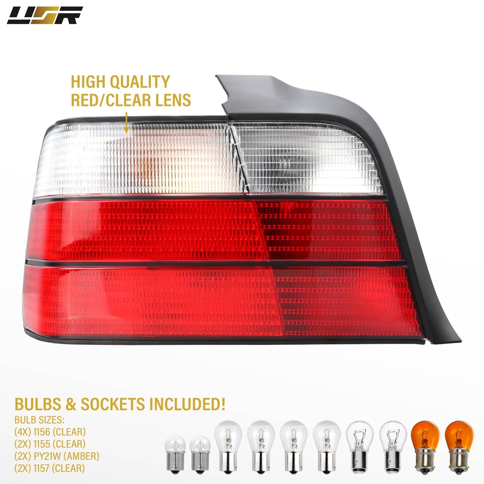 1992-1998 BMW E36 3 Series & M3 4D Sedan Red / Clear Lens Tail