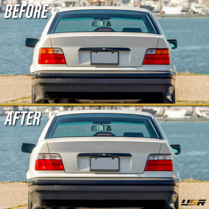 1992 - 1998 BMW E36 3 Series & M3 4D Sedan Red / Clear Lens Tail Lights