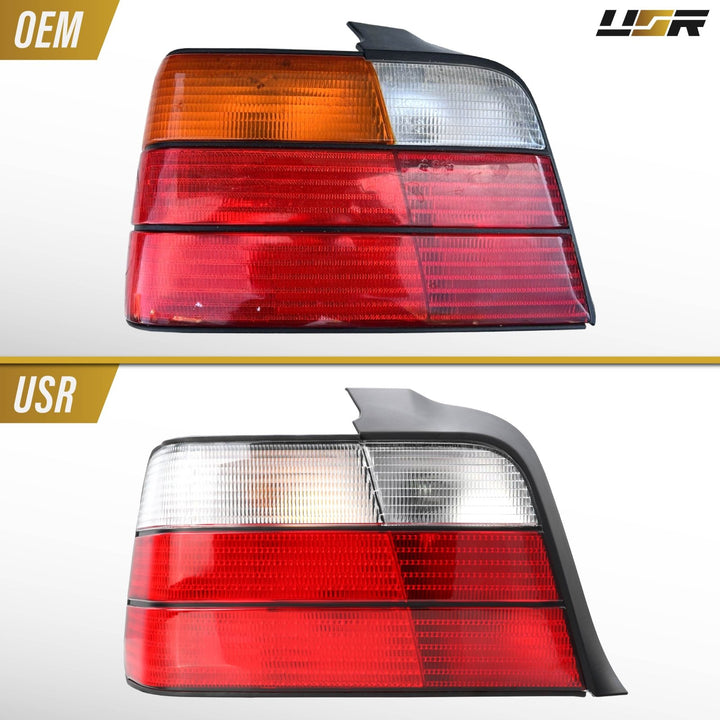1992 - 1998 BMW E36 3 Series & M3 4D Sedan Red / Clear Lens Tail Lights