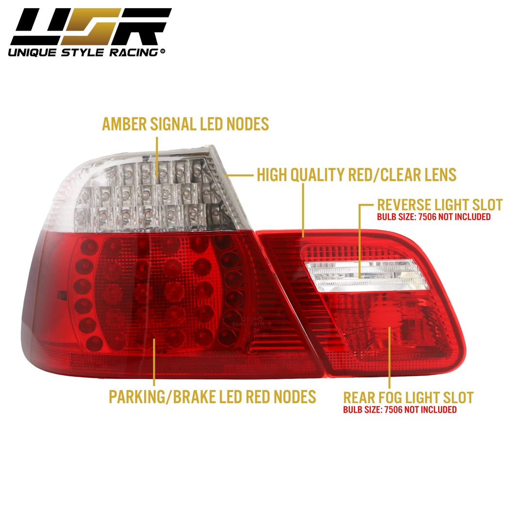 2004-2006 BMW E46 3 Series 2D Coupe Red/Clear OR Red/Smoke LED Tail Light

#lens-color_red-clear-lens