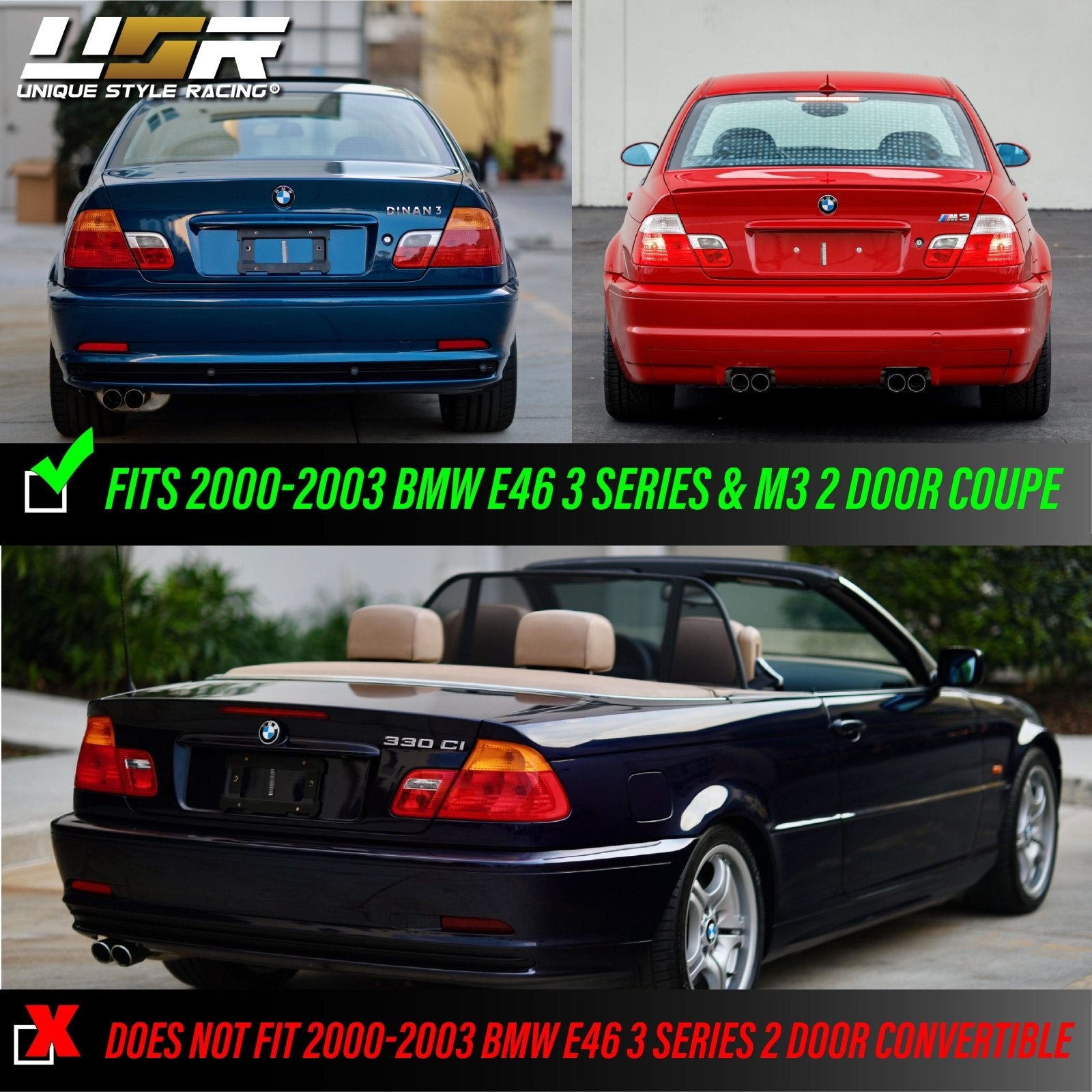 2000-2003 BMW E46 3 Series 2D Coupe Red/Clear or Red/Smoke Lens