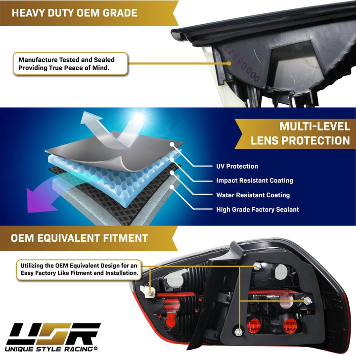 2006 - 2008 BMW 3 Series E90 4 Door Sedan Euro OEM Style Blackline Red/Smoke Lens Tail Light