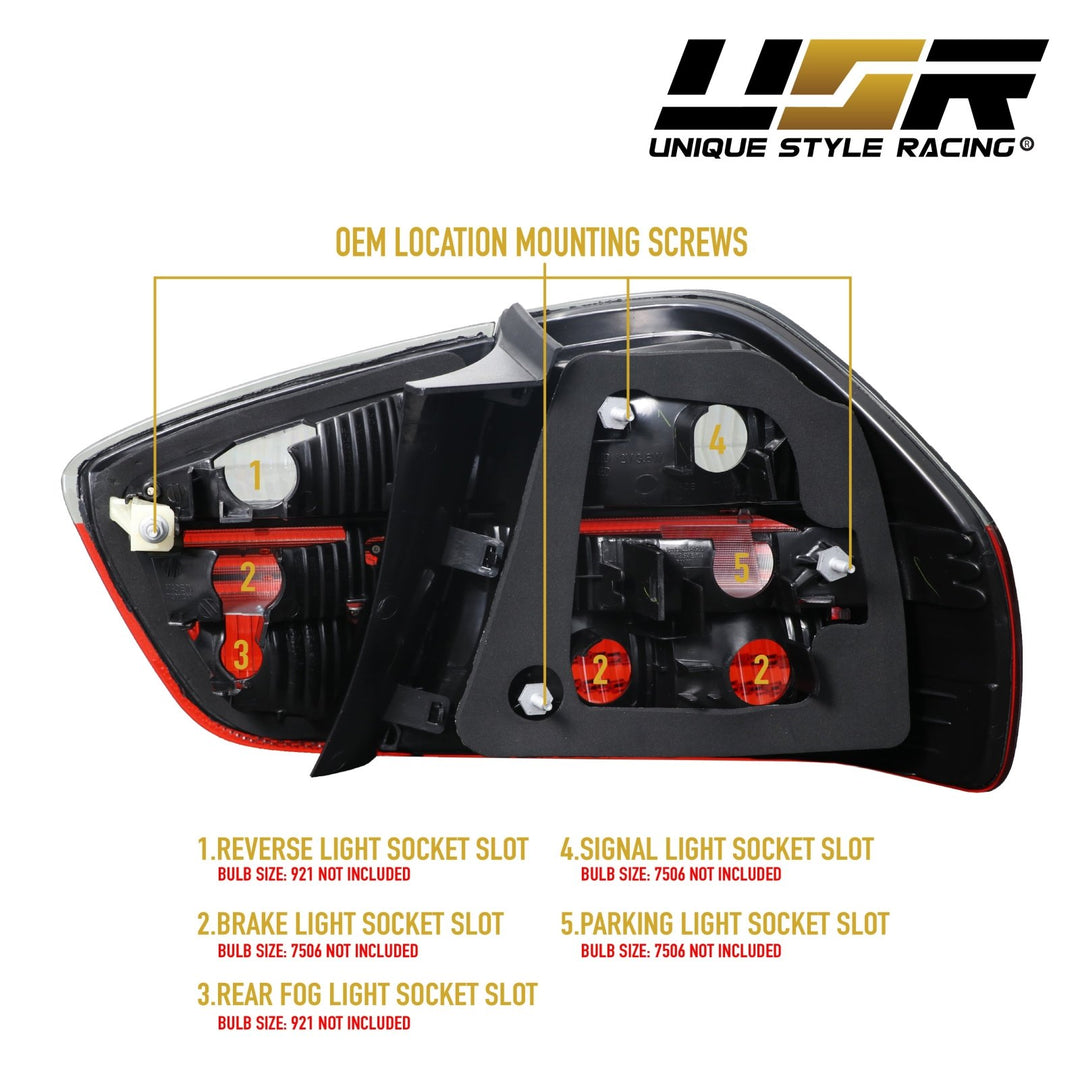 2006 - 2008 BMW 3 Series E90 4 Door Sedan Euro OEM Style Blackline Red/Smoke Lens Tail Light