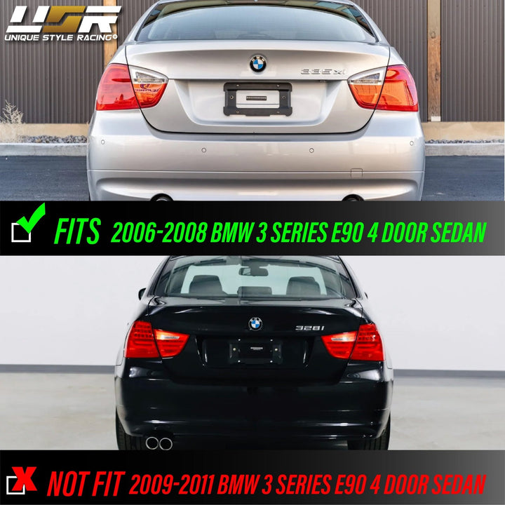 2006 - 2008 BMW 3 Series E90 4 Door Sedan Euro OEM Style Blackline Red/Smoke Lens Tail Light
