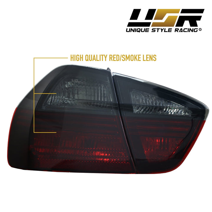 2006 - 2008 BMW 3 Series E90 4 Door Sedan Euro OEM Style Blackline Red/Smoke Lens Tail Light