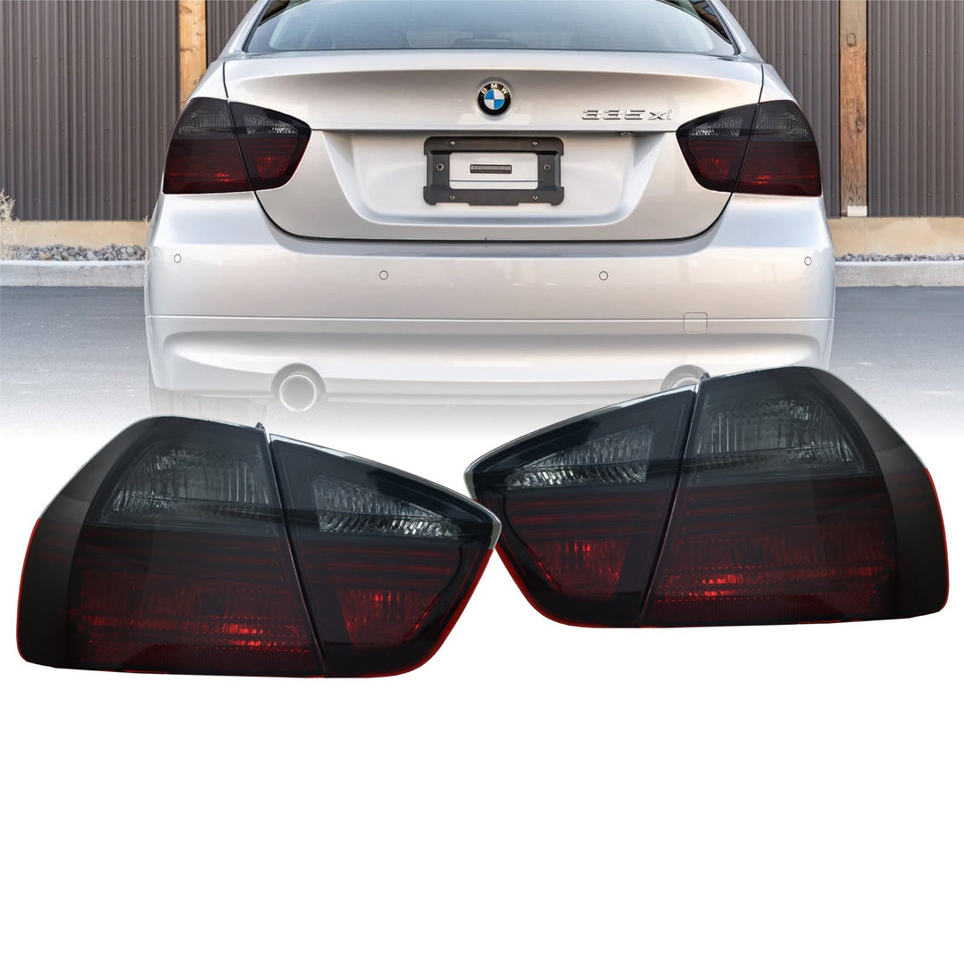 2006 - 2008 BMW 3 Series E90 4 Door Sedan Euro OEM Style Blackline Red/Smoke Lens Tail Light