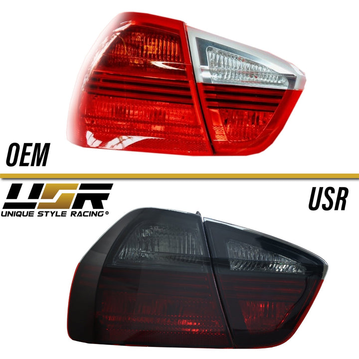 2006 - 2008 BMW 3 Series E90 4 Door Sedan Euro OEM Style Blackline Red/Smoke Lens Tail Light