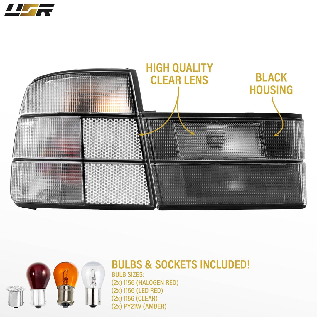 1989 1990 1991 1992 1993 1994 BMW E34 5 Series 4D All Clear, Monochrome, Red Clear, or Smoke Lens Tail Lights

#lens-color_monochrome
