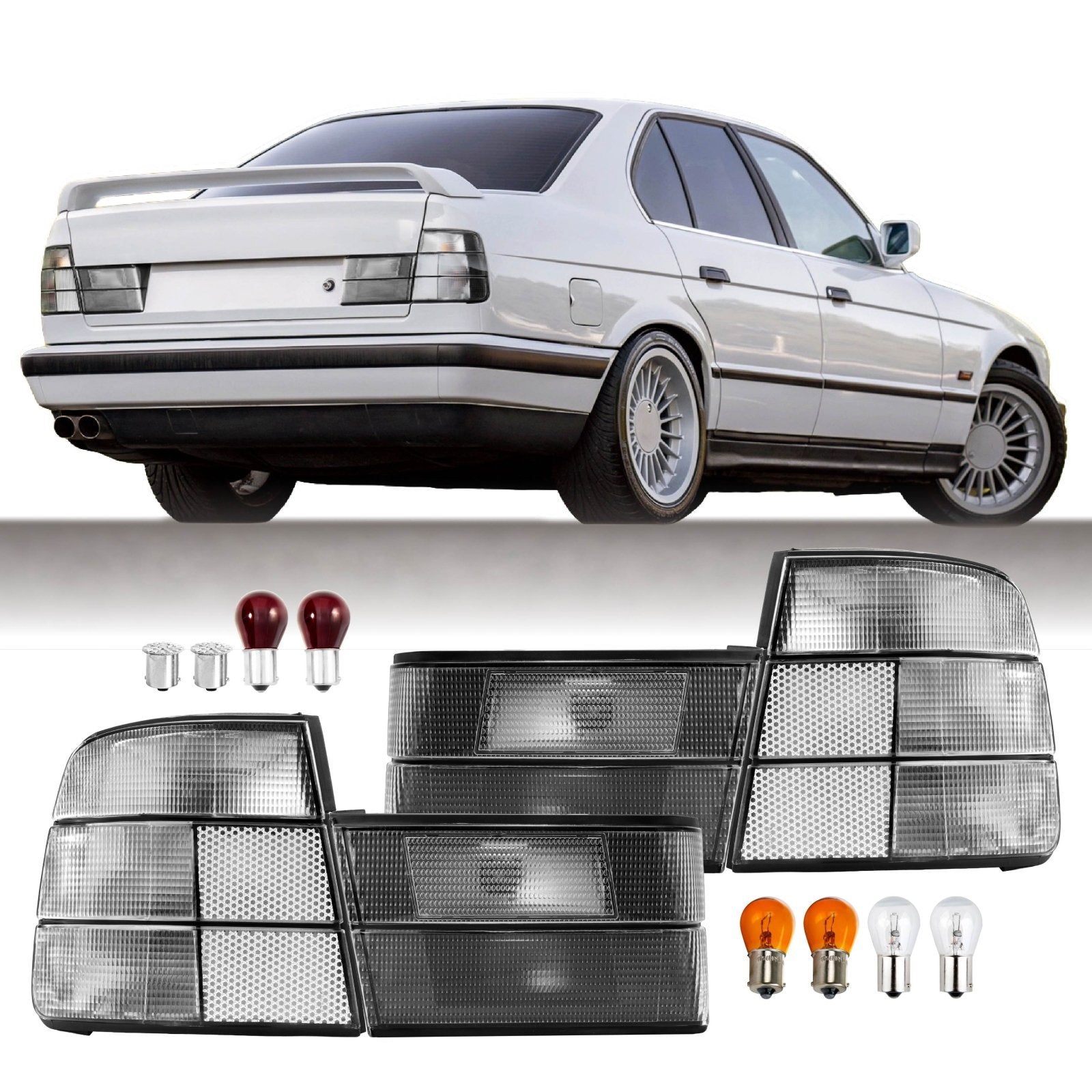 1989-1994 BMW E34 5 Series 4D All Clear, Monochrome, Red Clear, or