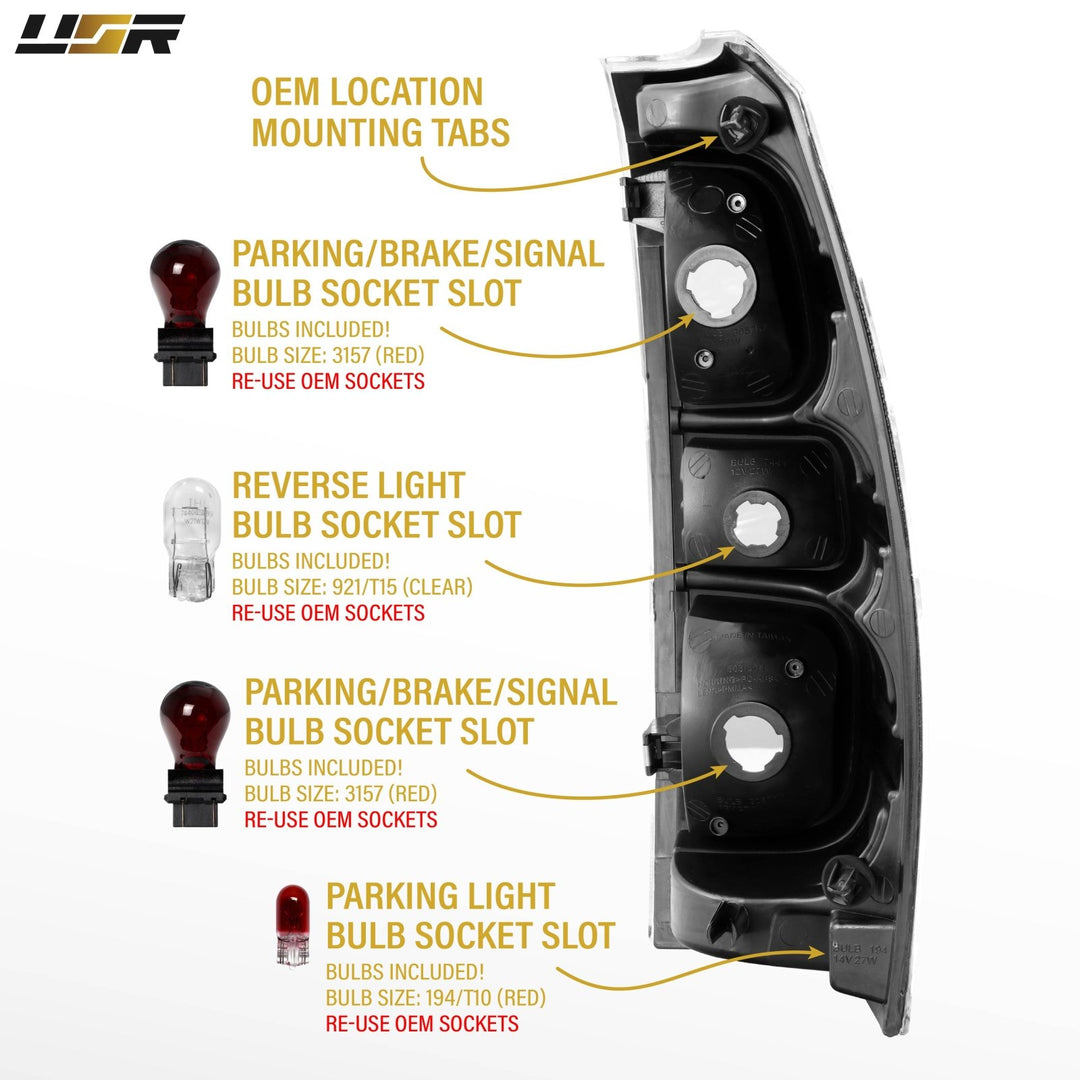 2007 - 2013 Chevrolet Chevy Avalanche EG All Clear Lens Tail Lights