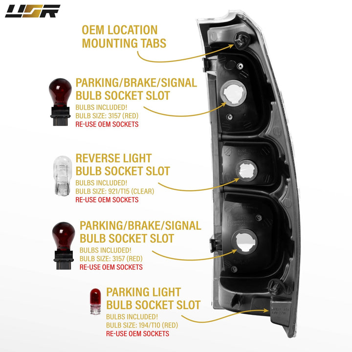 2007 - 2013 Chevrolet Chevy Avalanche EG All Clear Lens Tail Lights