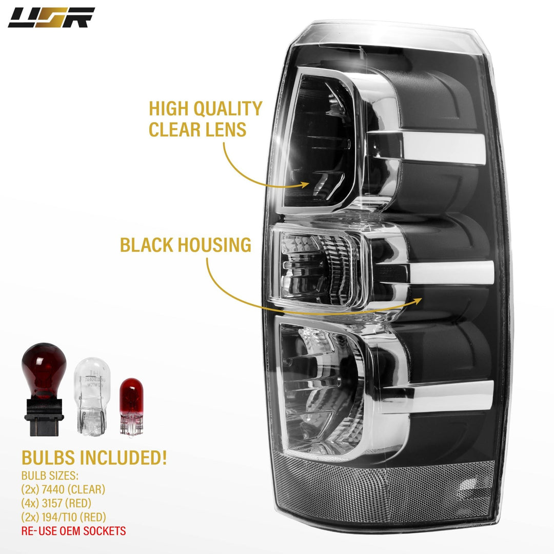 2007 - 2013 Chevrolet Chevy Avalanche EG All Clear Lens Tail Lights