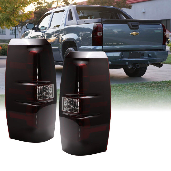 2007-2013 Chevrolet Chevy Avalanche Dark Red Smoke Lens Tail Lights